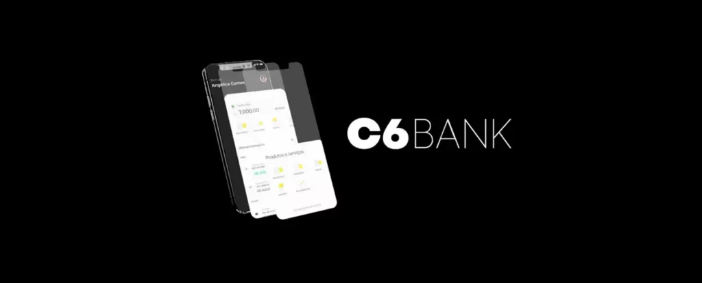 aplicativo do c6 bank em fundo preto