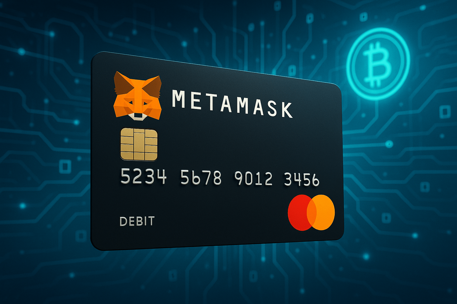 Cartão de débito MetaMask com Mastercard, representando a inovação em pagamentos com criptomoedas.