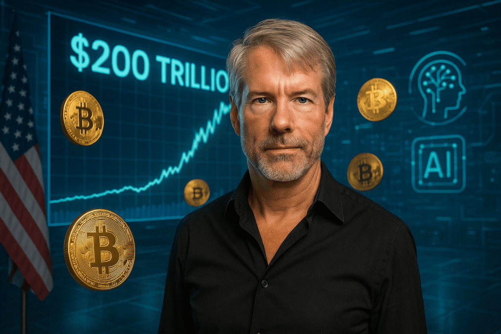 Michael Saylor prevê Bitcoin com US$ 200 trilhões em valor de mercado no futuro.