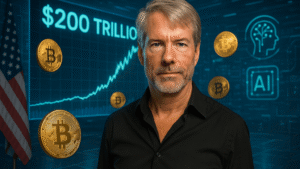 Michael Saylor prevê Bitcoin com US$ 200 trilhões em valor de mercado no futuro.