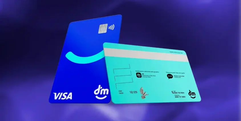 Imagem do Cartão DM Visa com design moderno e bandeira Visa visível.
